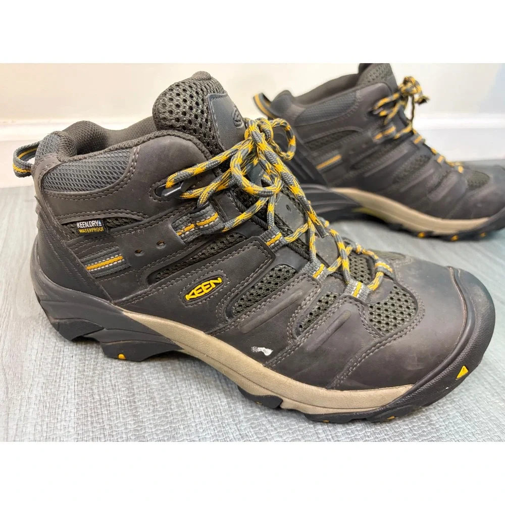 Keen Utility Lansing Mid Work Boots 9.5D Raven Gray Steel Toe EH Safety Hiking